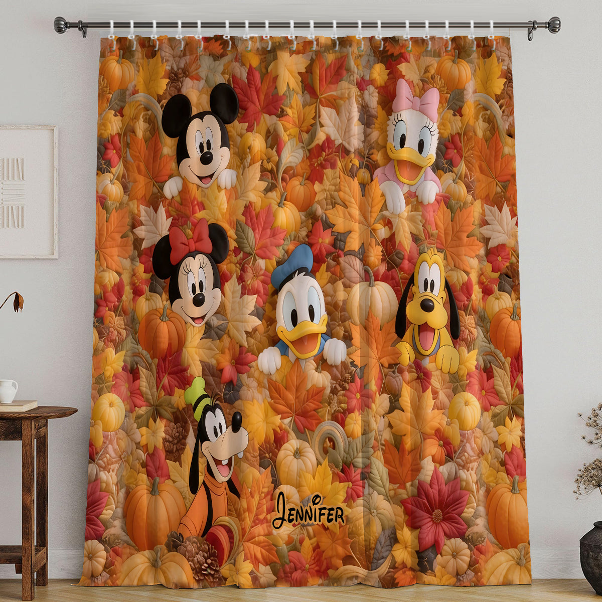 Personalized Mouse Autumn Blackout Window Curtain Set Window Curtains GradoCreations