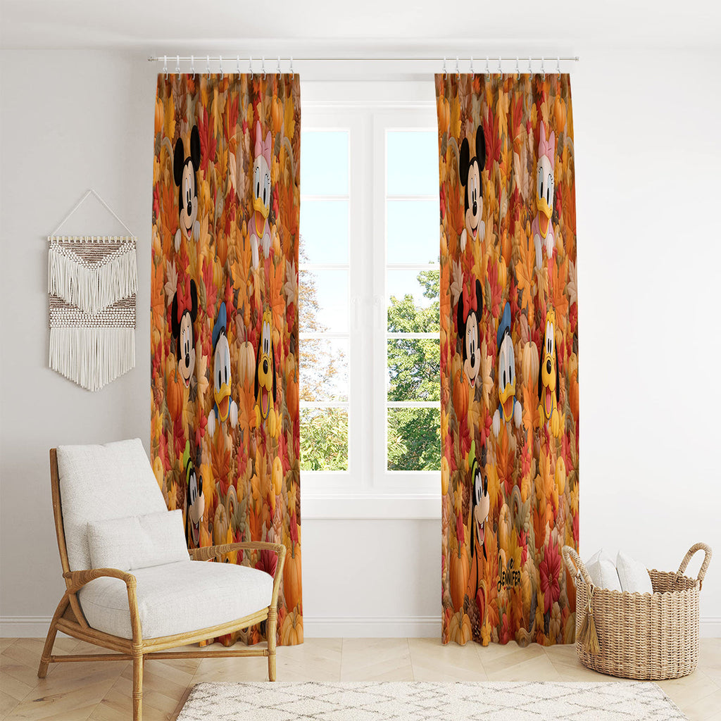 Personalized Mouse Autumn Blackout Window Curtain Set Window Curtains GradoCreations