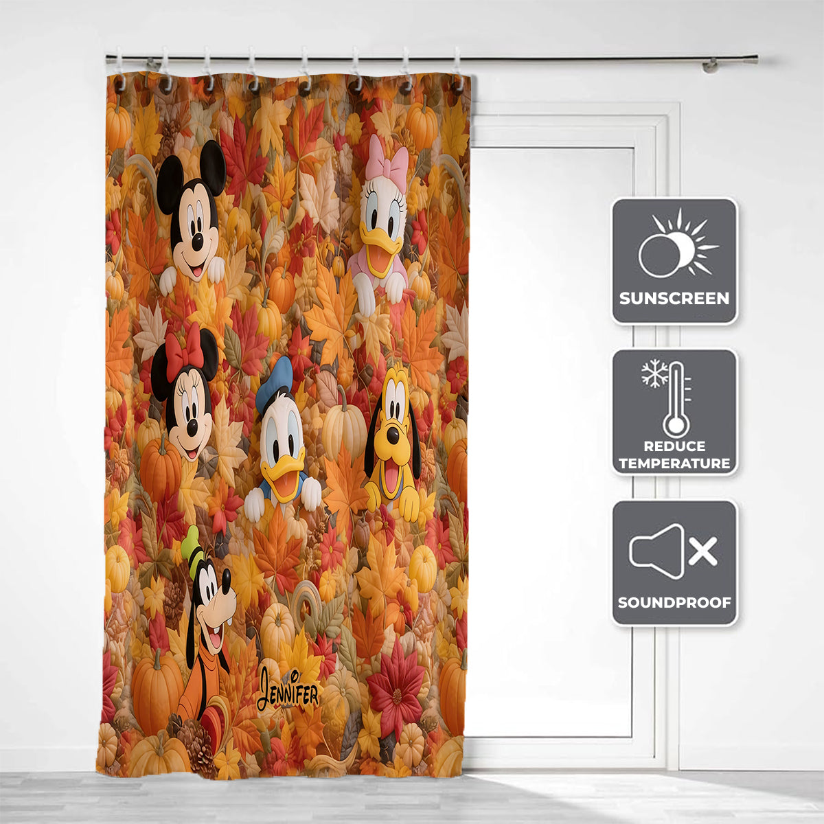 Personalized Mouse Autumn Blackout Window Curtain Set Window Curtains GradoCreations