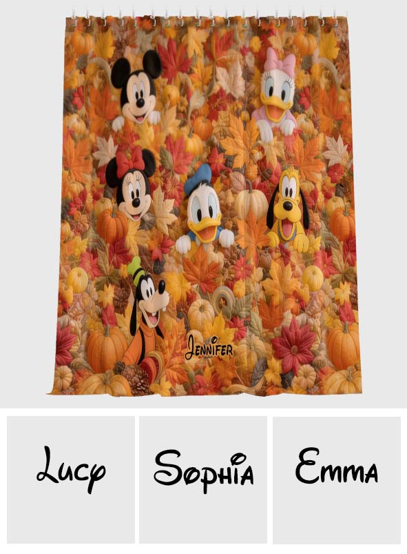 Personalized Mouse Autumn Blackout Window Curtain Set Window Curtains GradoCreations