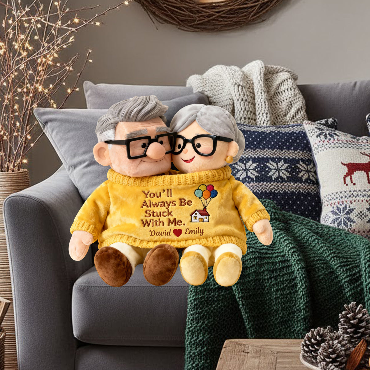 Personalized Faux Fur Couples Pillow Custom Shape Gift Faux Fur Shaped Pillow GradoCreations