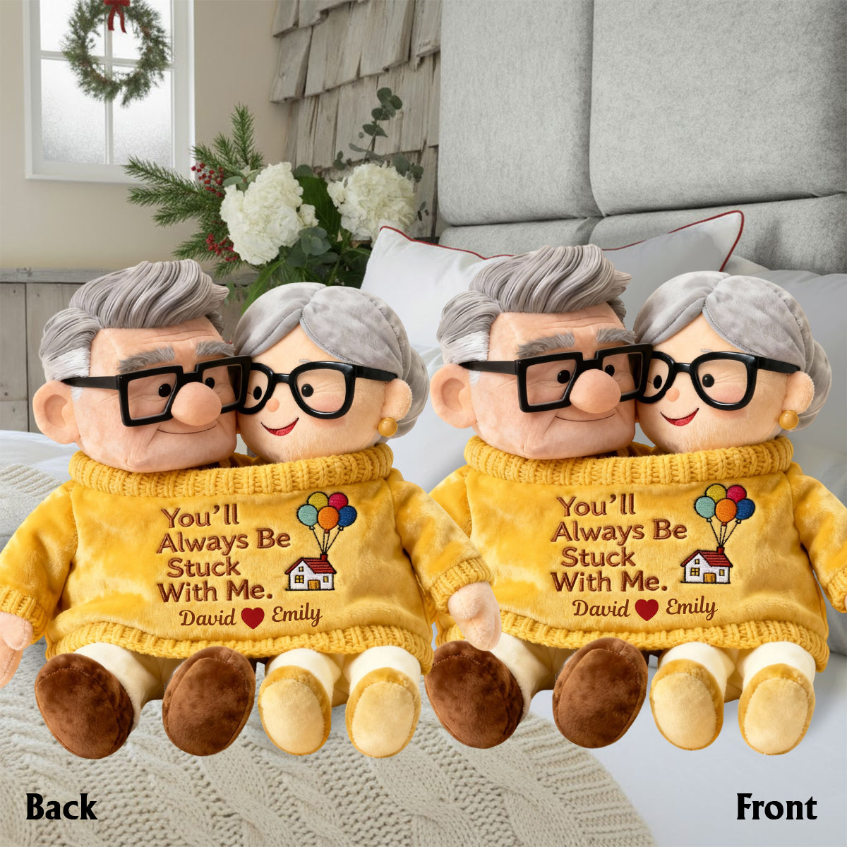 Personalized Faux Fur Couples Pillow Custom Shape Gift Faux Fur Shaped Pillow GradoCreations
