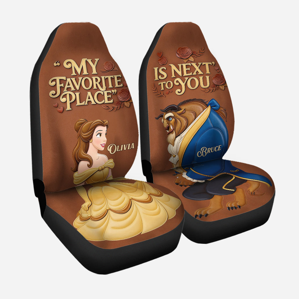 Personalized Beauty and the Beast Seat Covers with Custom Name for Couples Seat covers GradoCreations