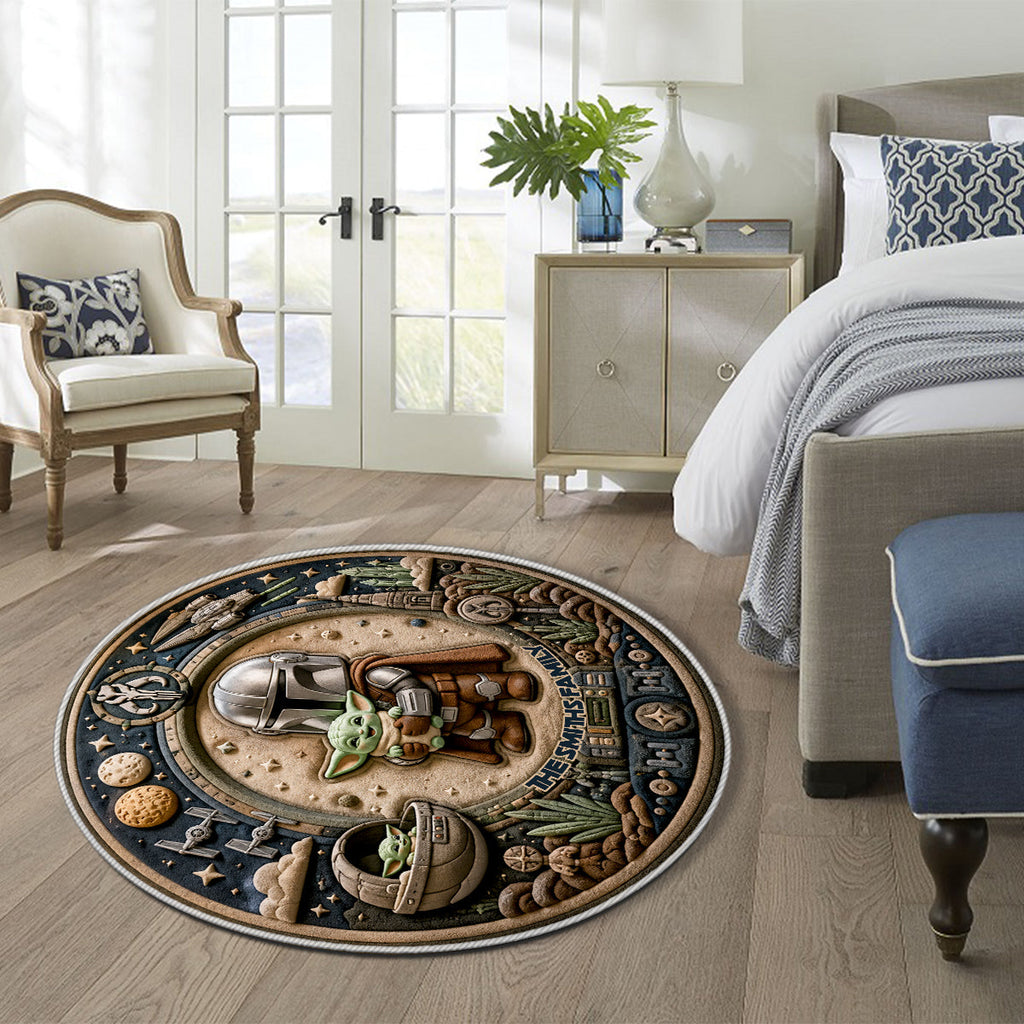 Personalized Non-Slip Tufted Rug Custom Family Name Space Theme Non-Slip Tufted Rug GradoCreations