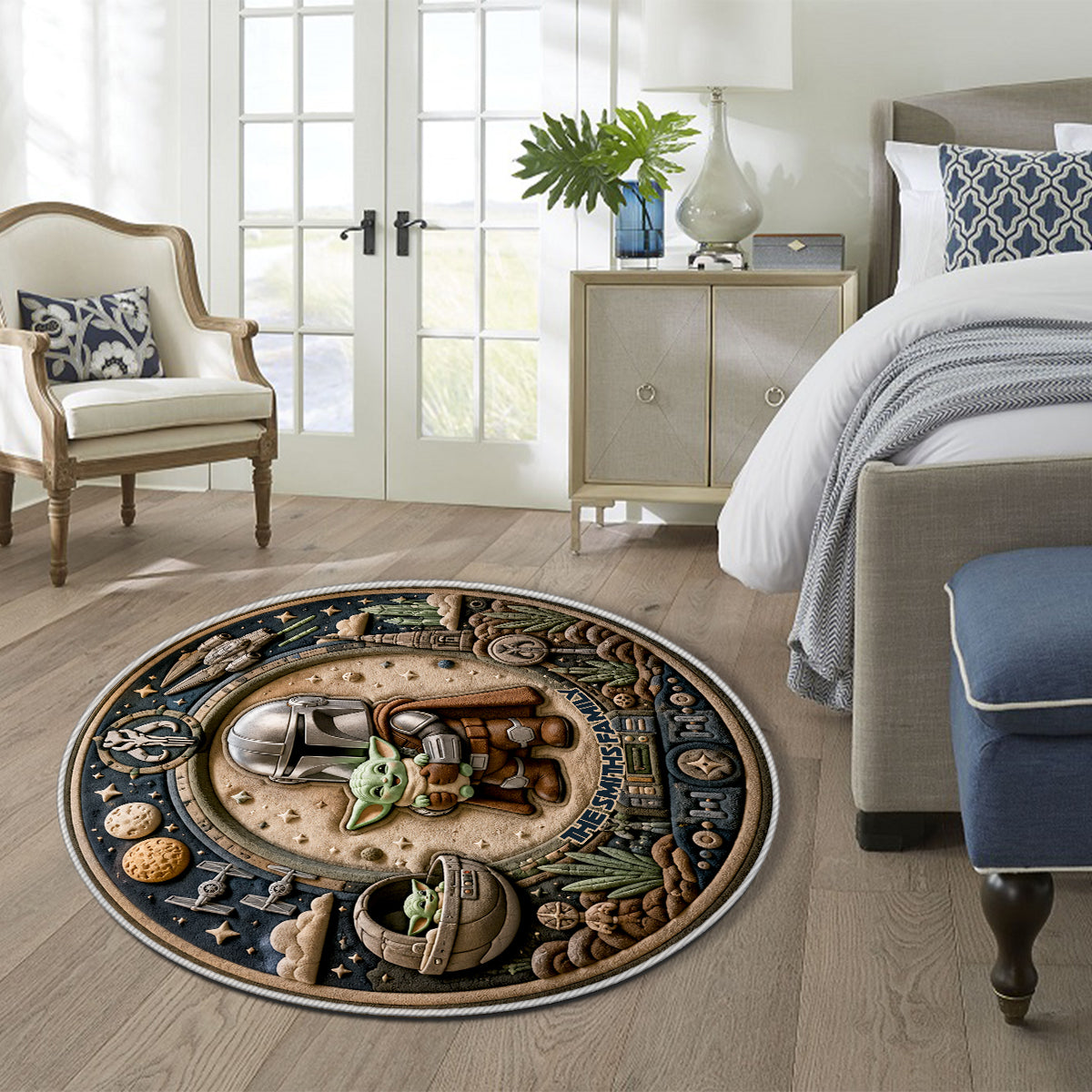 Personalized Non-Slip Tufted Rug Custom Family Name Space Theme Non-Slip Tufted Rug GradoCreations