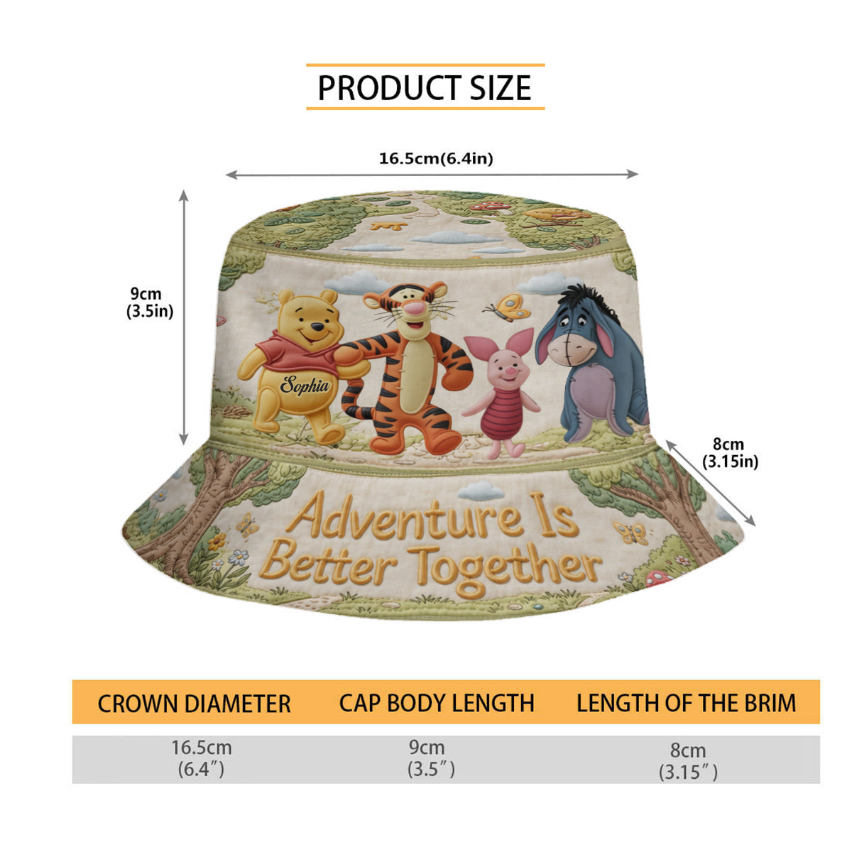 Personalized Adventure Bear Bucket Hat Custom Name Gift Bucket Hat GradoCreations