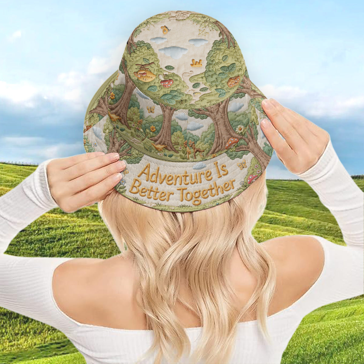 Personalized Adventure Bear Bucket Hat Custom Name Gift Bucket Hat GradoCreations