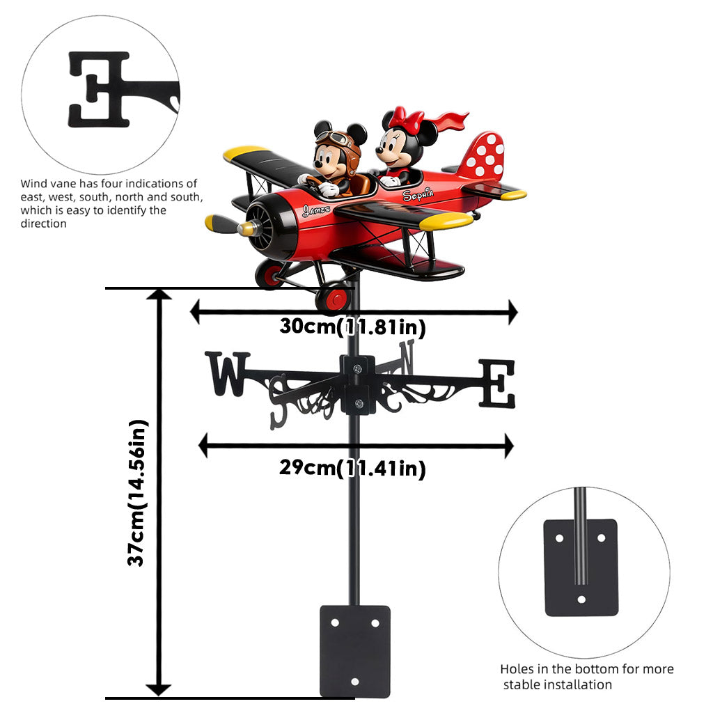 Personalized Mouse Couple Weather Vane Custom Name Outdoor Decor Weather Vane GradoCreations