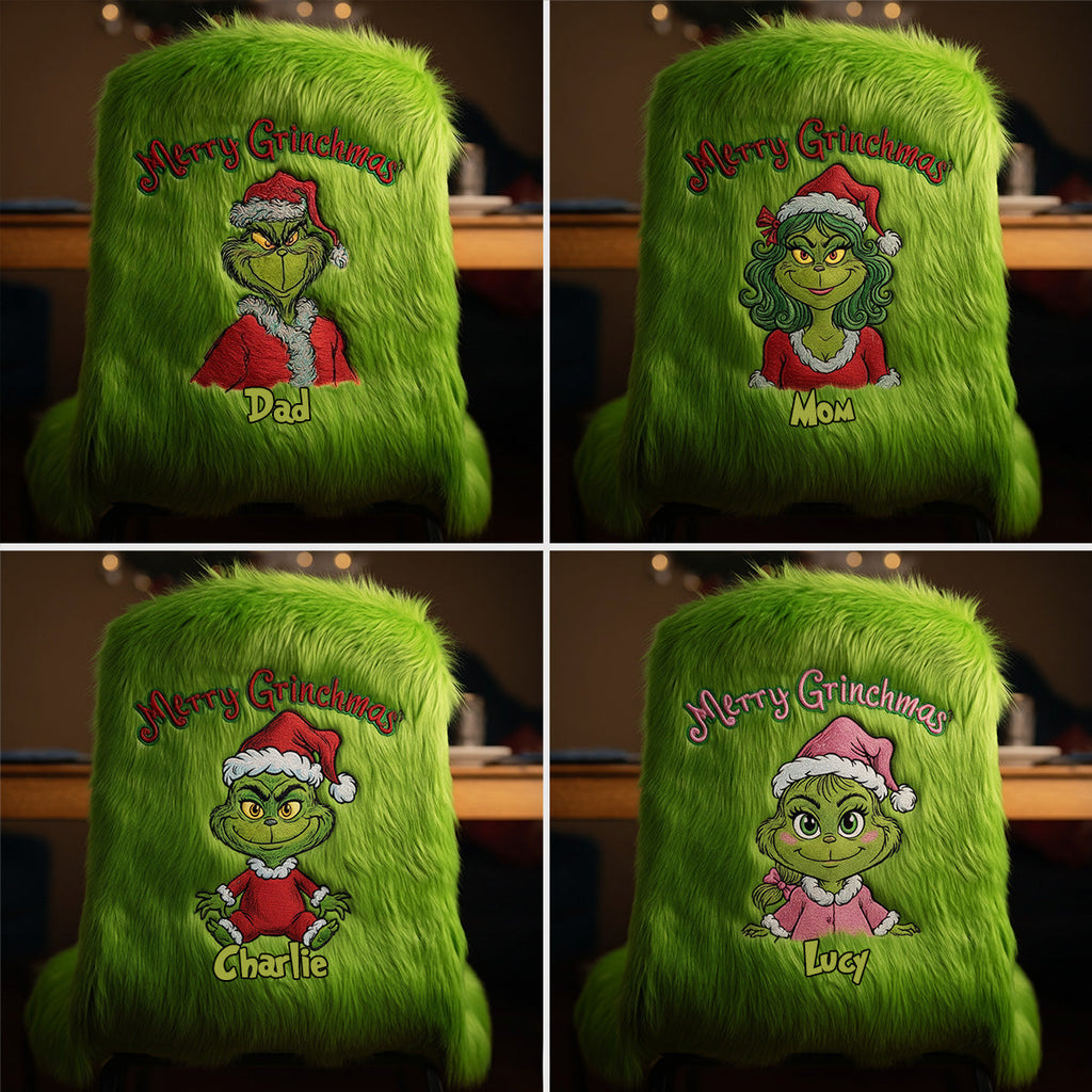 Personalized Grinch Chair Cover Set for Christmas Family Gifts Chair Cover Set GradoCreations