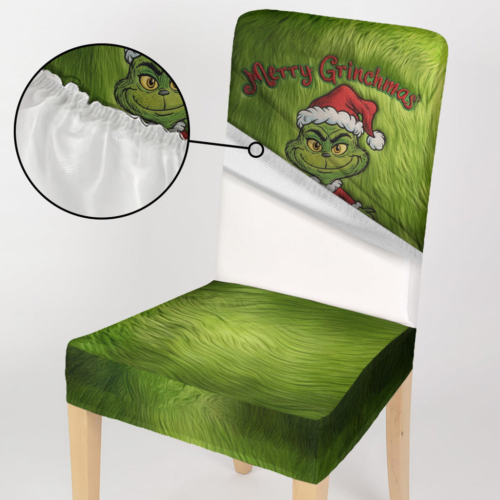 Personalized Grinch Chair Cover Set for Christmas Family Gifts Chair Cover Set GradoCreations