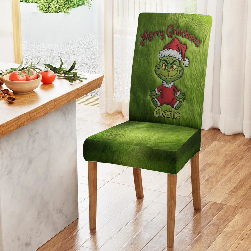 Personalized Grinch Chair Cover Set for Christmas Family Gifts Chair Cover Set GradoCreations