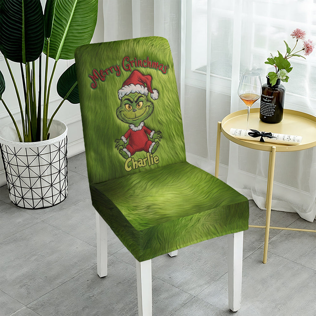 Personalized Grinch Chair Cover Set for Christmas Family Gifts Chair Cover Set GradoCreations