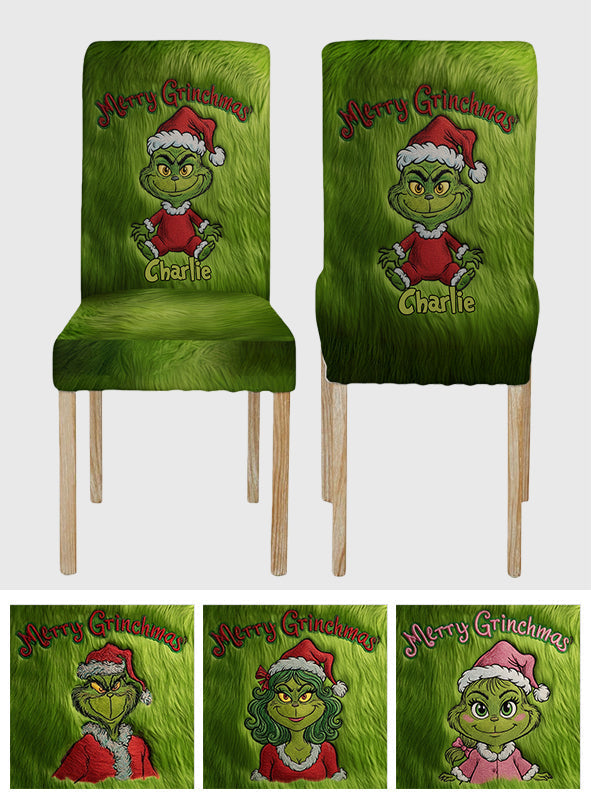 Personalized Grinch Chair Cover Set for Christmas Family Gifts Chair Cover Set GradoCreations