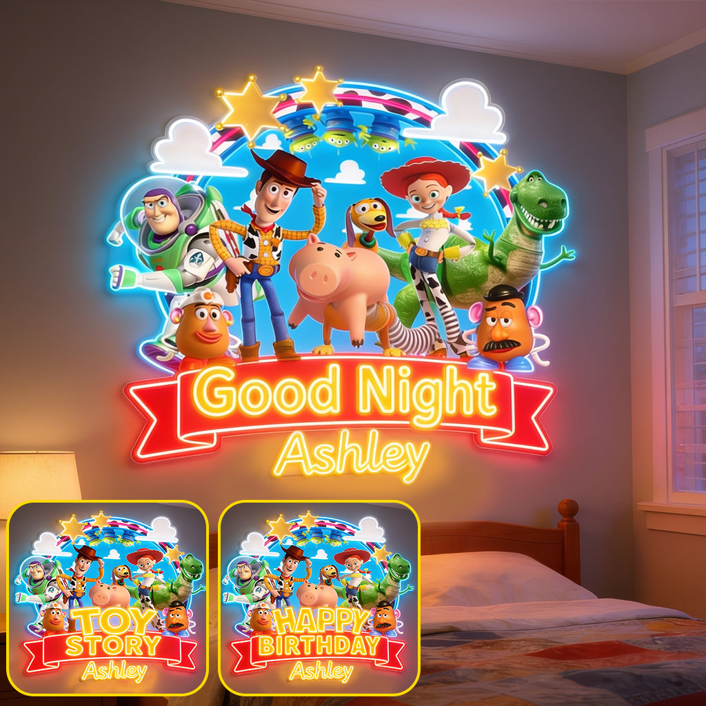 Personalized Toy Story Neon LED Light Sign Custom Name Birthday Gift for Kids Neon LED Light Sign GradoCreations