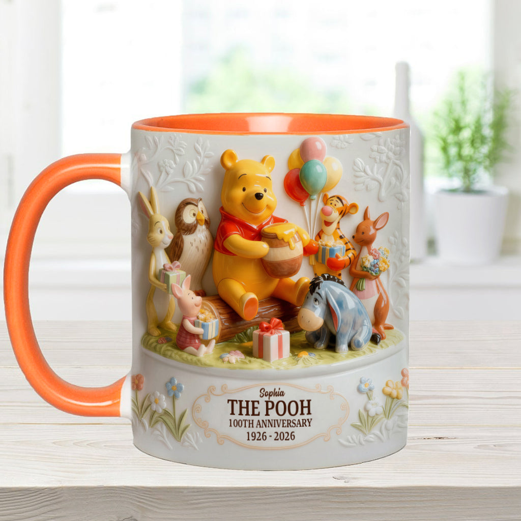 Personalized 100th Anniversary Winnie the Pooh Accent Mug Gift Idea Accent Mug GradoCreations