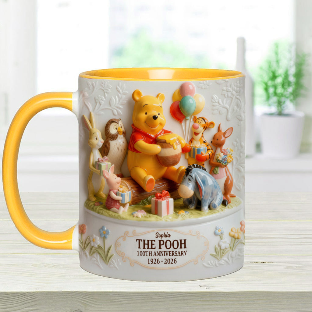 Personalized 100th Anniversary Winnie the Pooh Accent Mug Gift Idea Accent Mug GradoCreations