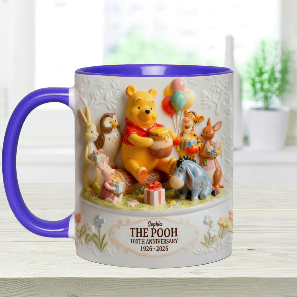 Personalized 100th Anniversary Winnie the Pooh Accent Mug Gift Idea Accent Mug GradoCreations