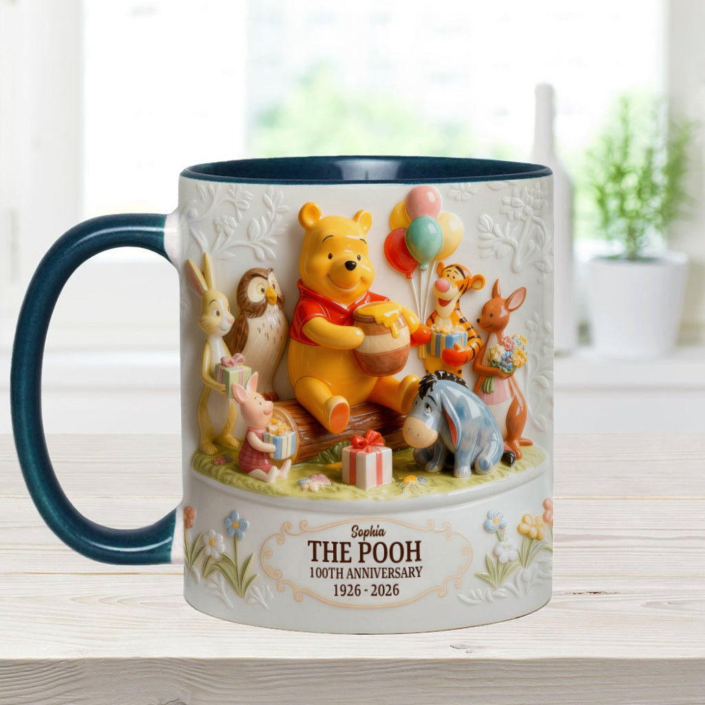 Personalized 100th Anniversary Winnie the Pooh Accent Mug Gift Idea Accent Mug GradoCreations