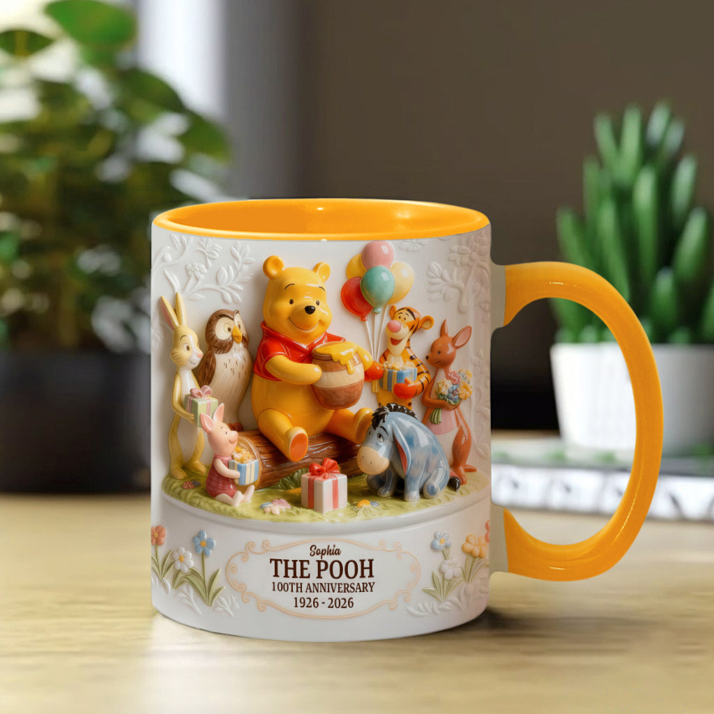 Personalized 100th Anniversary Winnie the Pooh Accent Mug Gift Idea Accent Mug GradoCreations