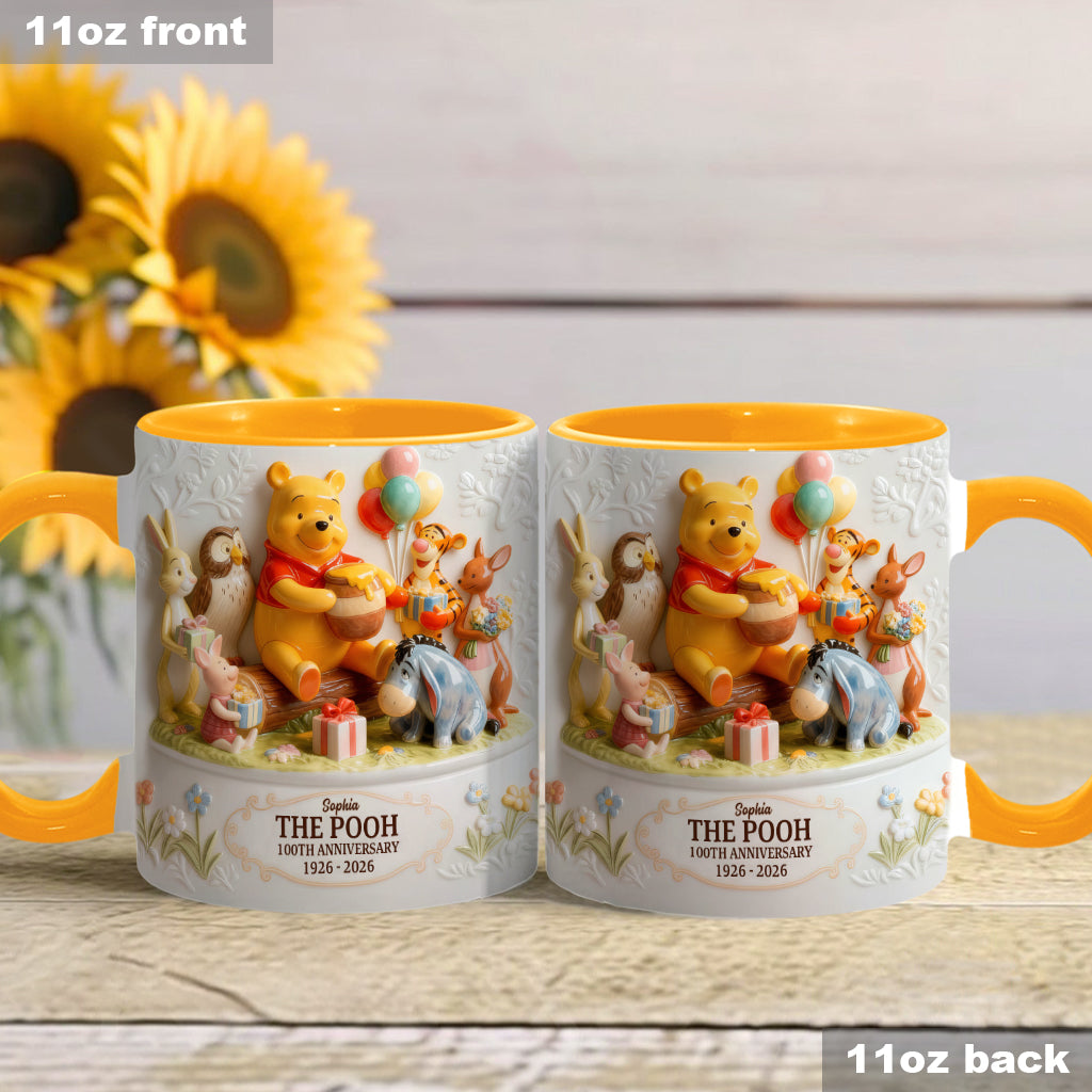Personalized 100th Anniversary Winnie the Pooh Accent Mug Gift Idea Accent Mug GradoCreations