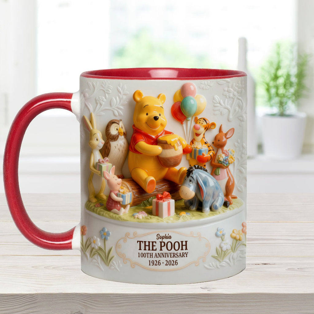 Personalized 100th Anniversary Winnie the Pooh Accent Mug Gift Idea Accent Mug GradoCreations