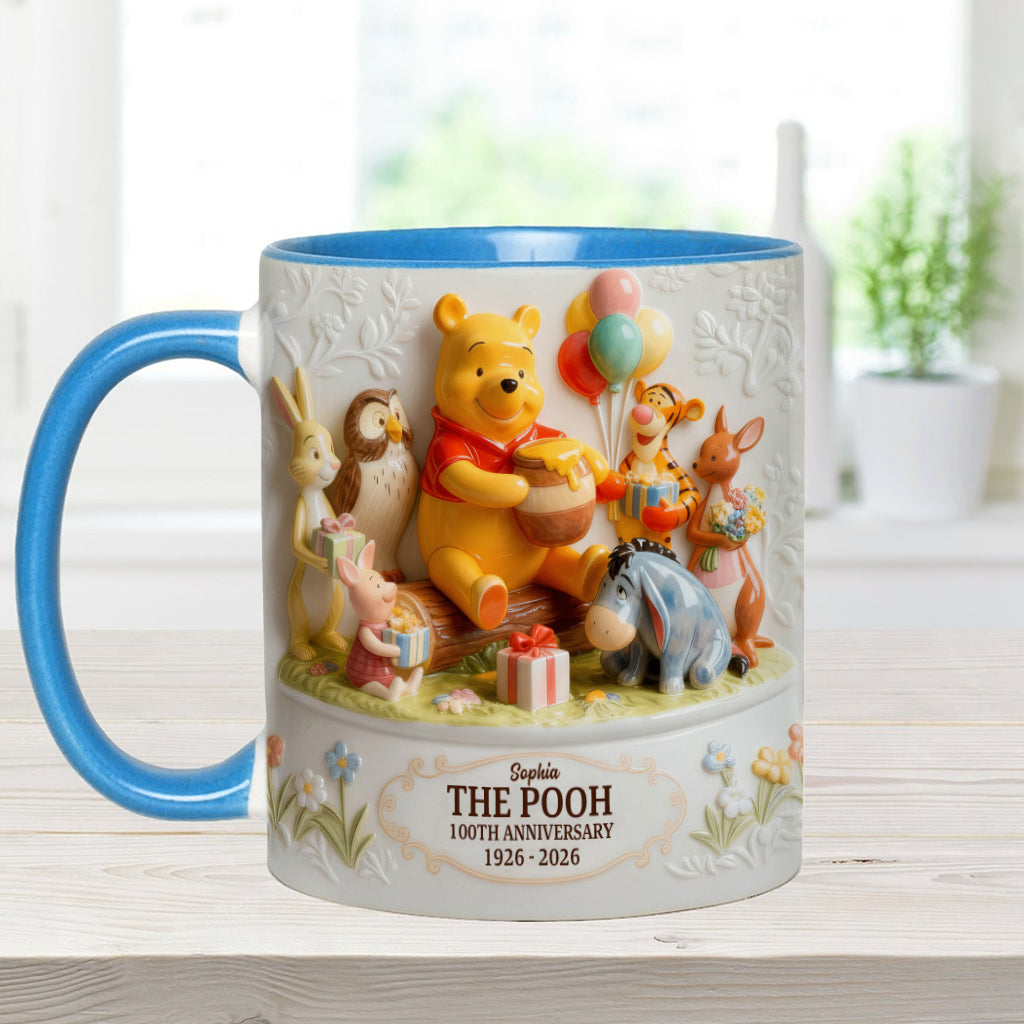 Personalized 100th Anniversary Winnie the Pooh Accent Mug Gift Idea Accent Mug GradoCreations
