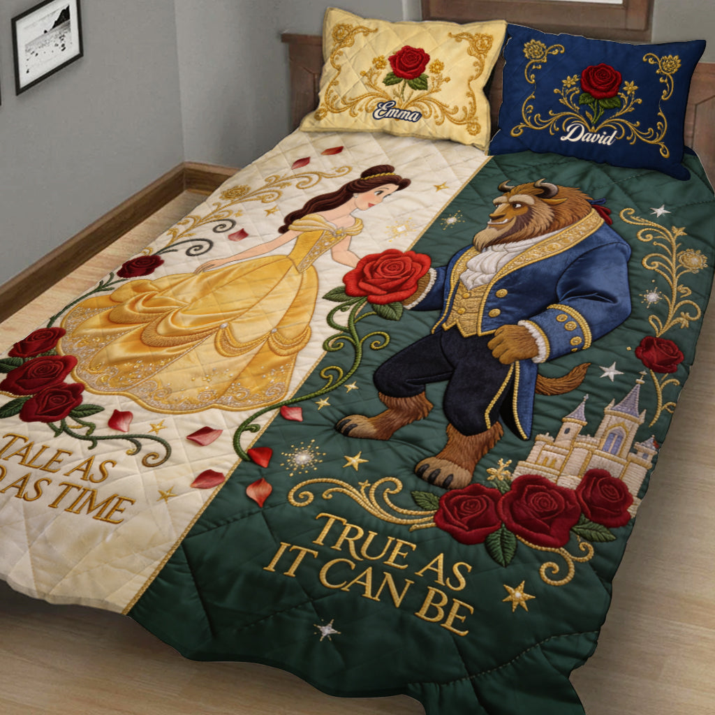 Personalized Quilted Bedding Set with Custom Names for Couples Gift Quilted Bedding Set GradoCreations