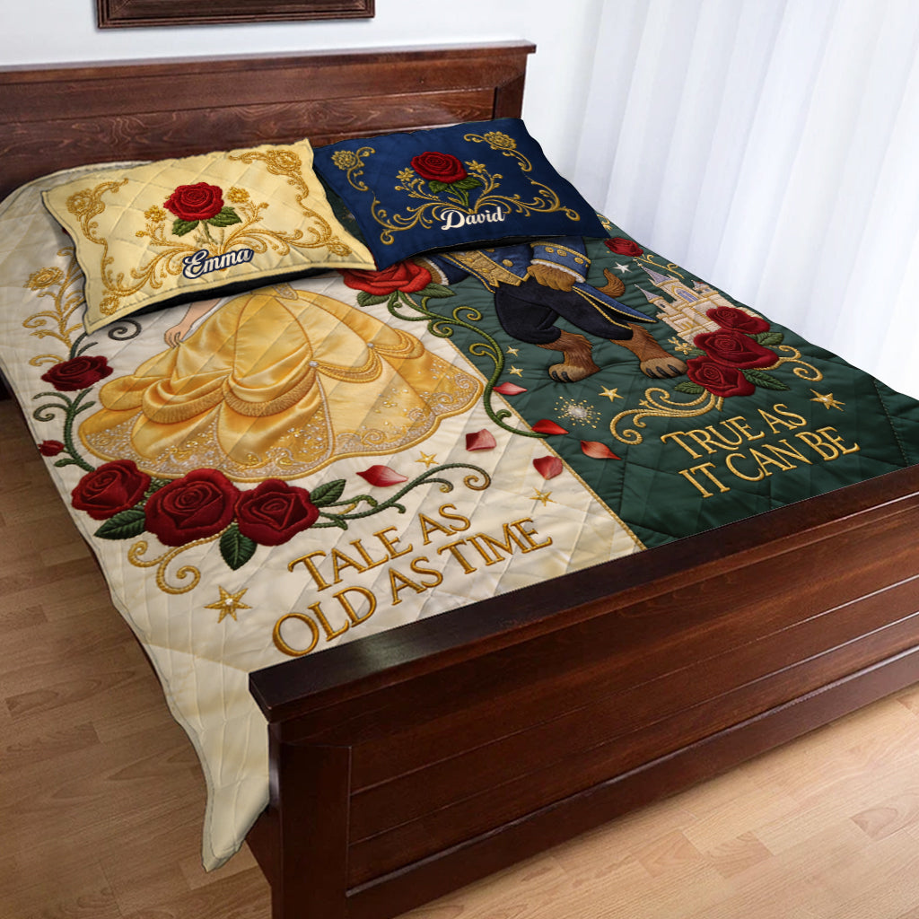 Personalized Beauty and the Beast Quilt Set Custom Names Gift for Couples Quilt Set GradoCreations