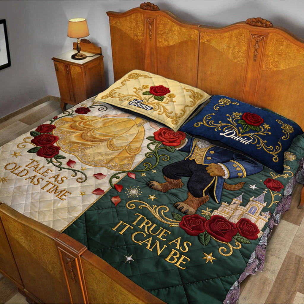 Personalized Quilted Bedding Set with Custom Names for Couples Gift Quilted Bedding Set GradoCreations