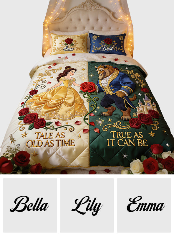 Personalized Beauty and the Beast Quilt Set Custom Names Gift for Couples Quilt Set GradoCreations