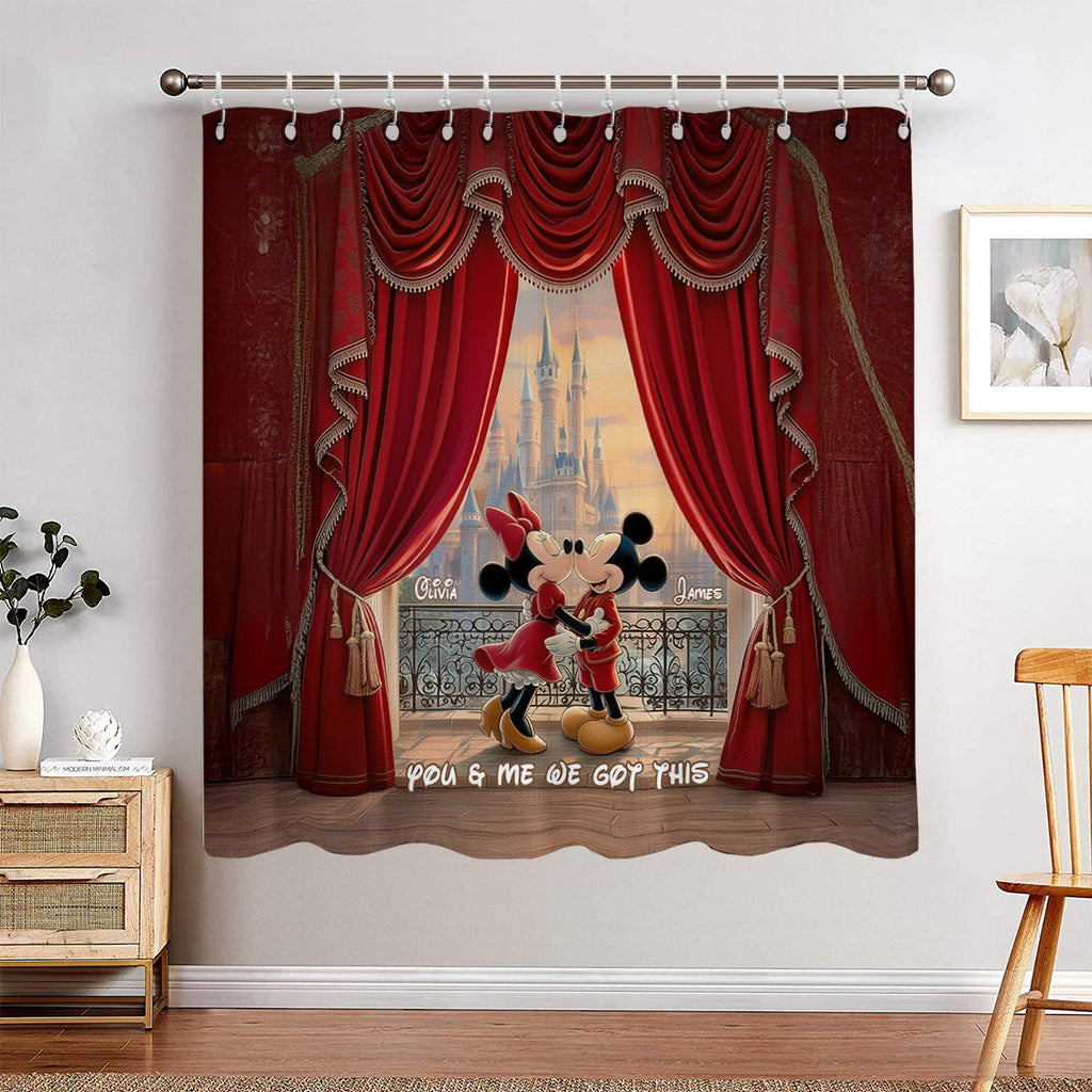 Personalized You & Me Curtain Set with 3D Mickey Design for Couples Window Curtains GradoCreations