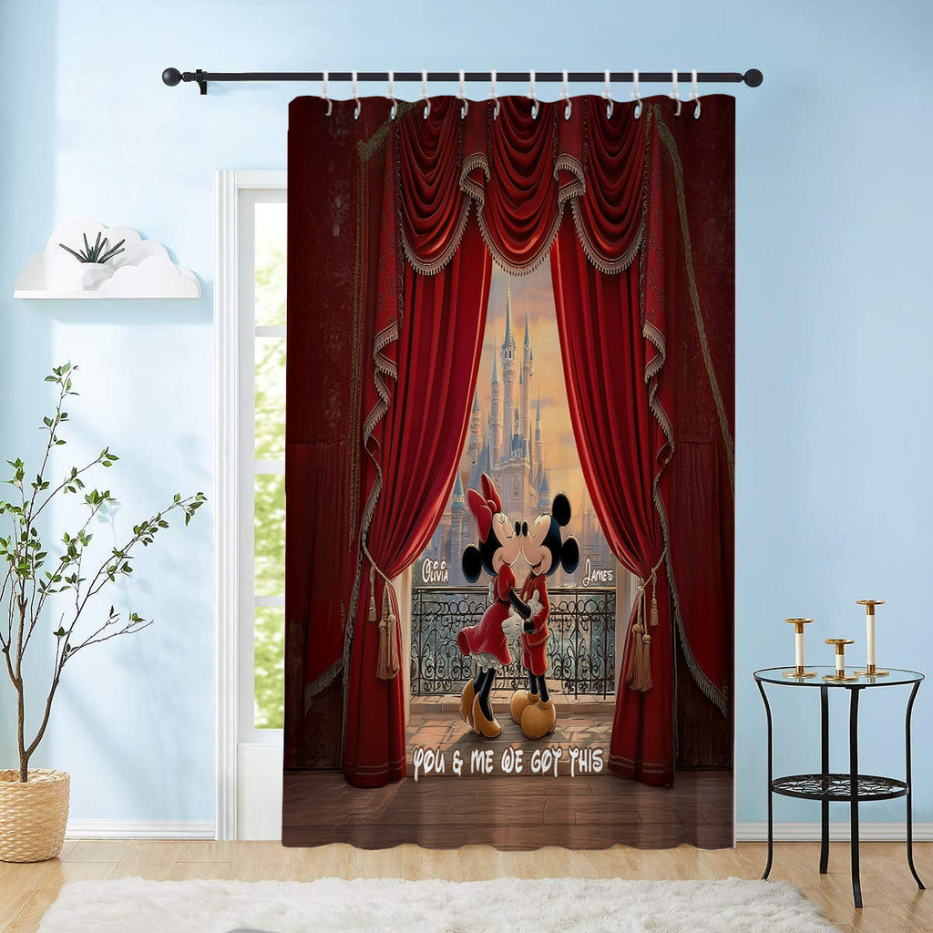 Personalized You & Me Curtain Set with 3D Mickey Design for Couples Window Curtains GradoCreations