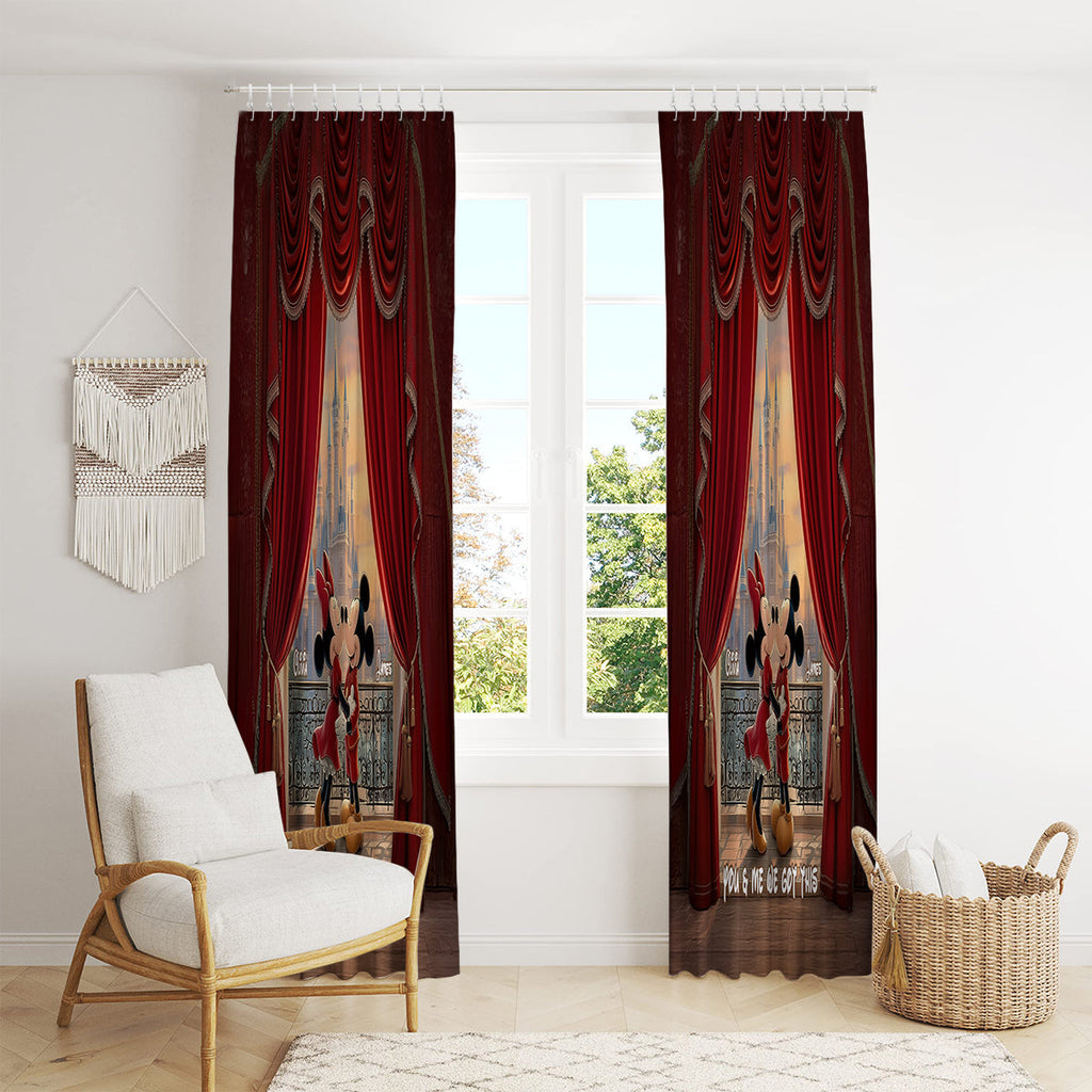 Personalized You & Me Curtain Set with 3D Mickey Design for Couples Window Curtains GradoCreations
