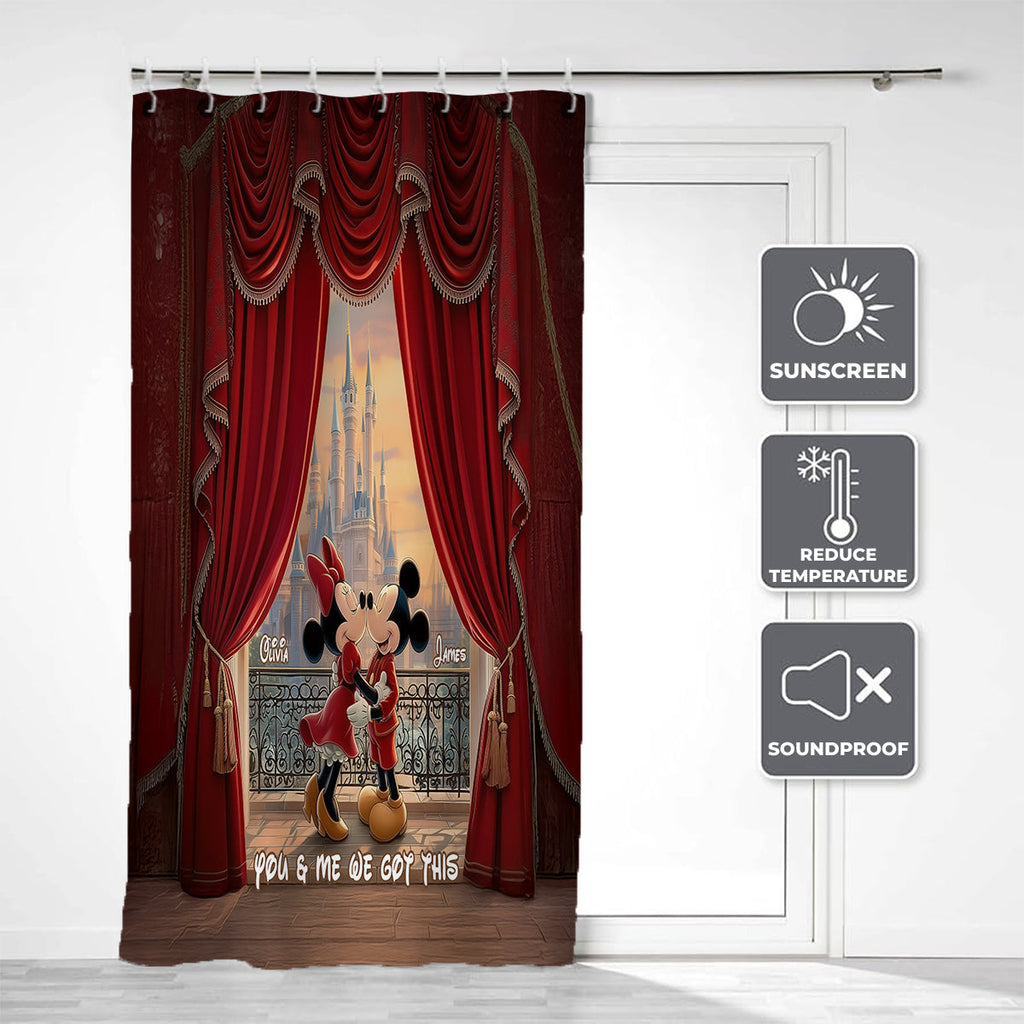 Personalized You & Me Curtain Set with 3D Mickey Design for Couples Window Curtains GradoCreations