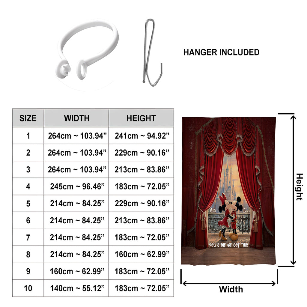 Personalized You & Me Curtain Set with 3D Mickey Design for Couples Window Curtains GradoCreations