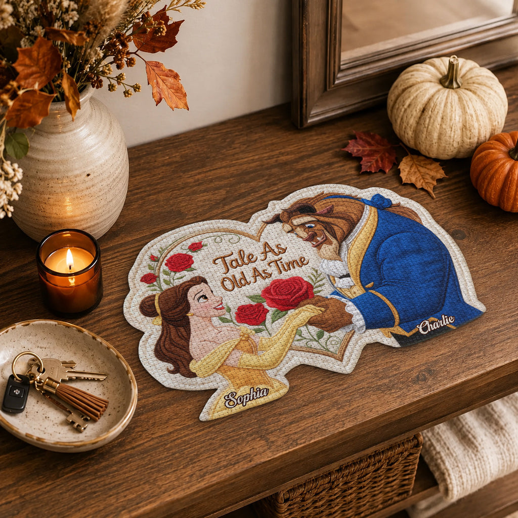 Personalized Beauty and the Beast Placemat Custom Shape Gift for Couples Custom Shape Placemat GradoCreations