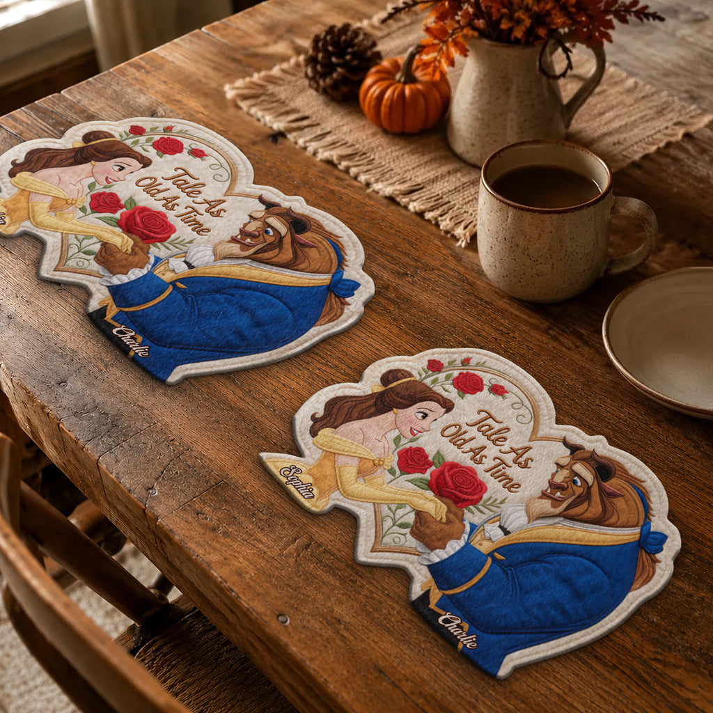 Personalized Beauty and the Beast Placemat Custom Shape Gift for Couples Custom Shape Placemat GradoCreations