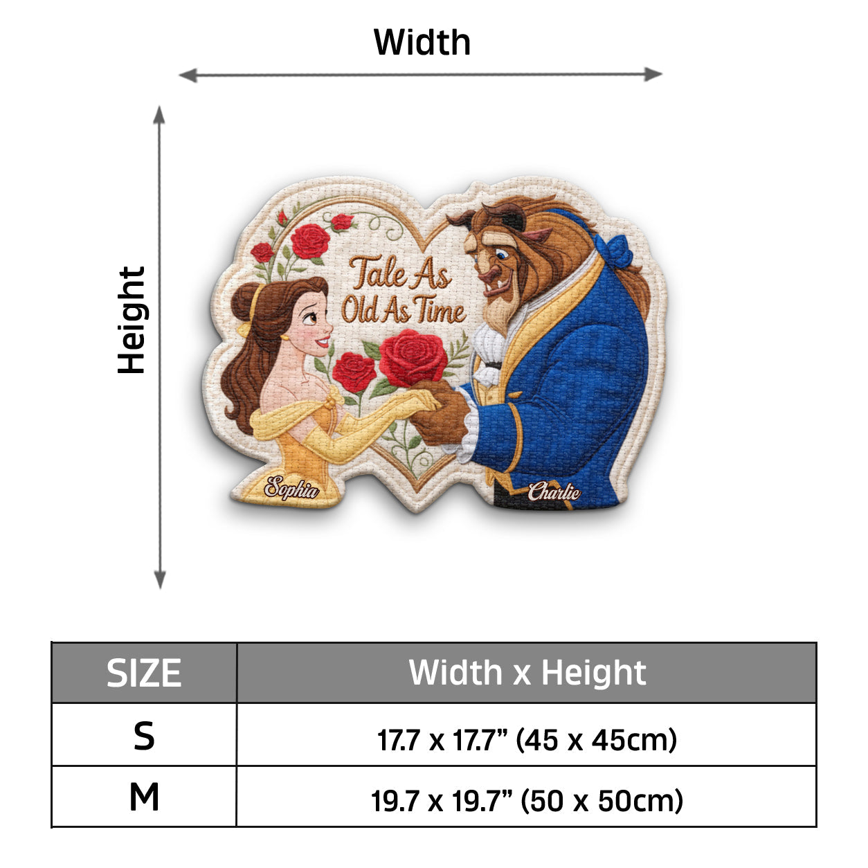 Personalized Beauty and the Beast Placemat Custom Shape Gift for Couples Custom Shape Placemat GradoCreations