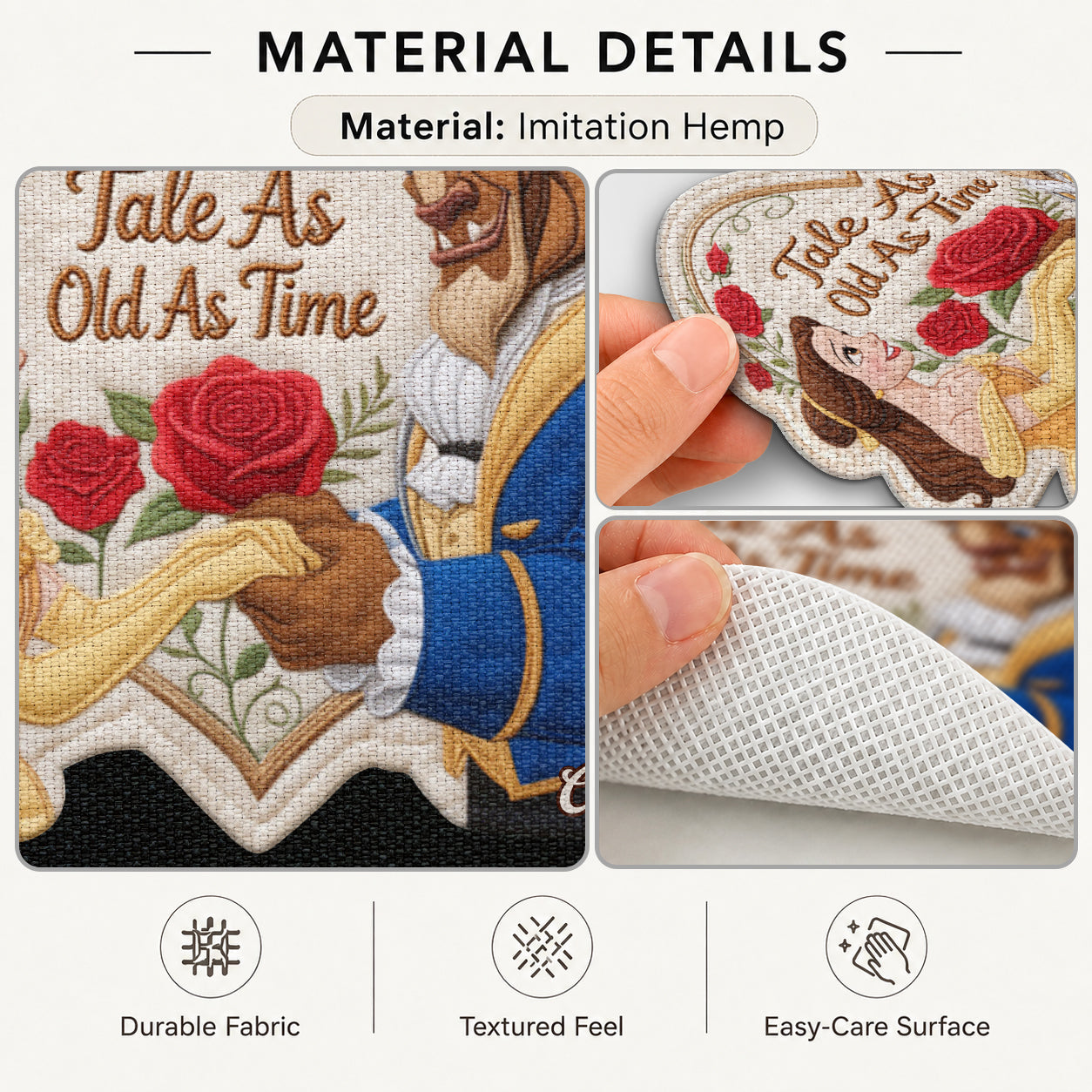 Personalized Beauty and the Beast Placemat Custom Shape Gift for Couples Custom Shape Placemat GradoCreations
