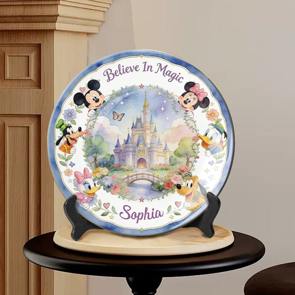 Personalized Disney Ceramic Round Plate with Castle Design for Kids Ceramic Round Plate GradoCreations