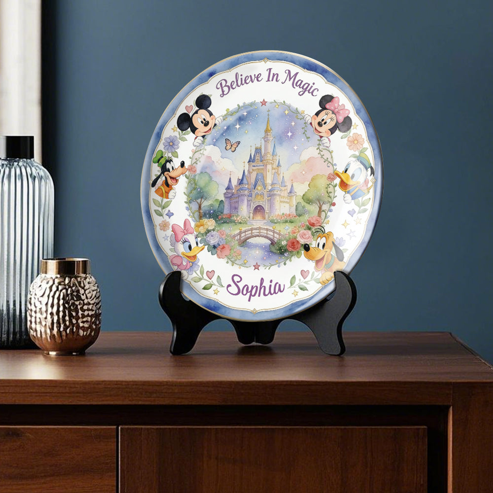 Personalized Disney Ceramic Round Plate with Castle Design for Kids Ceramic Round Plate GradoCreations