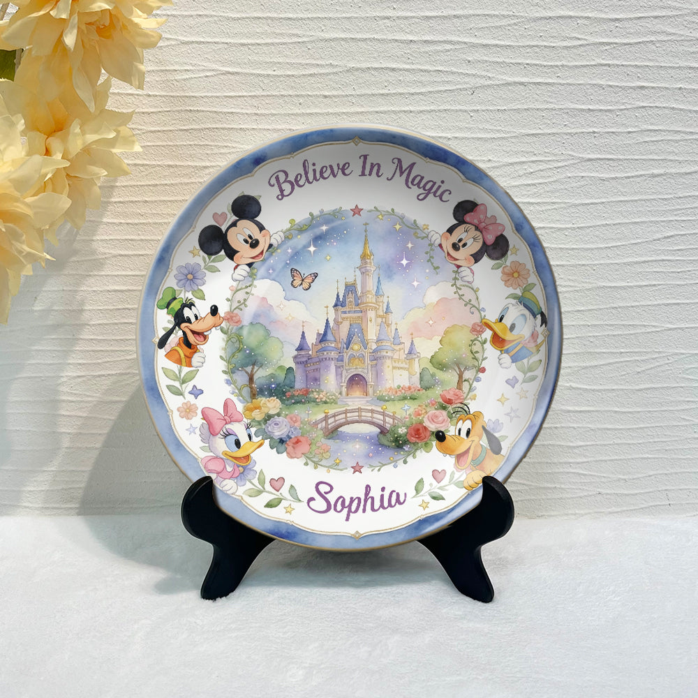 Personalized Disney Ceramic Round Plate with Castle Design for Kids Ceramic Round Plate GradoCreations