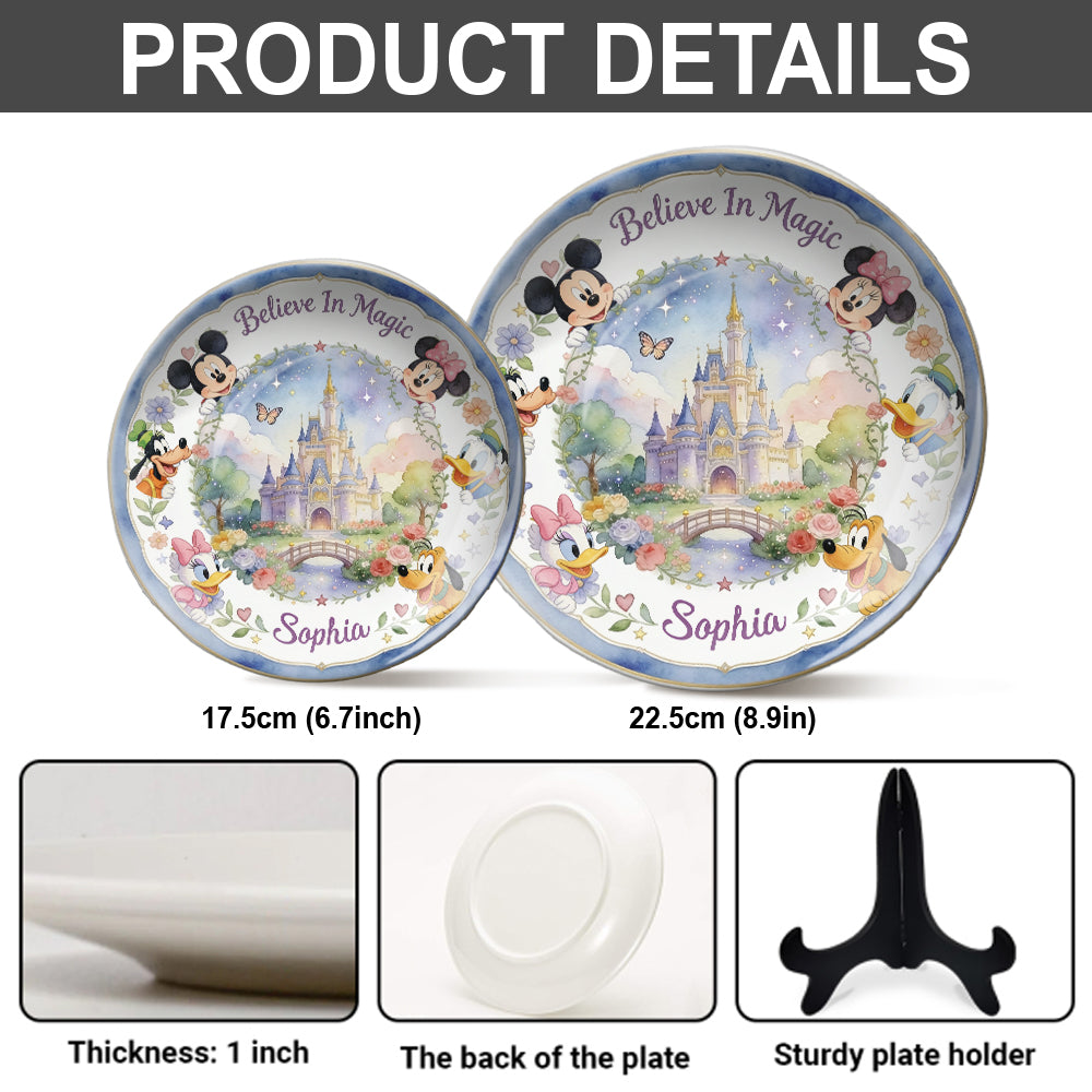 Personalized Disney Ceramic Round Plate with Castle Design for Kids Ceramic Round Plate GradoCreations