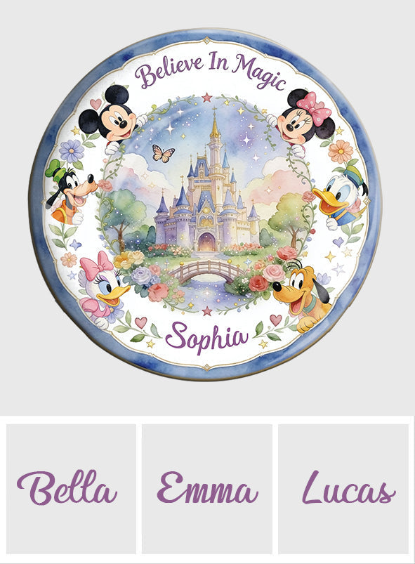 Personalized Disney Ceramic Round Plate with Castle Design for Kids Ceramic Round Plate GradoCreations