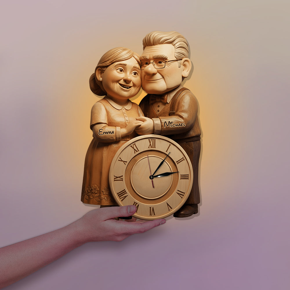 Personalized Couple LED Light Wall Clock Custom Names Gift LED Light Wall Clock GradoCreations