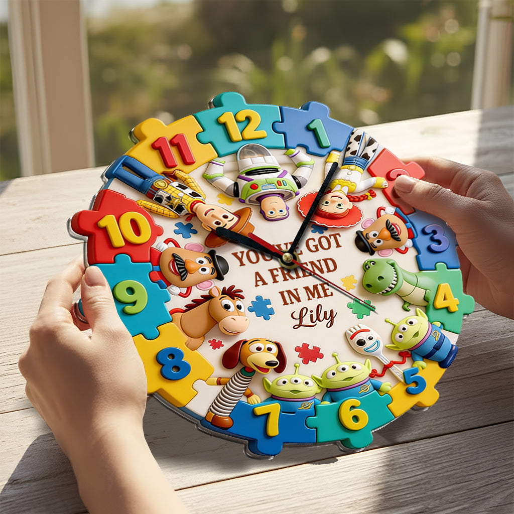Personalized Autism Awareness Acrylic Wall Clock Unique Gift Acrylic Wall Clock GradoCreations