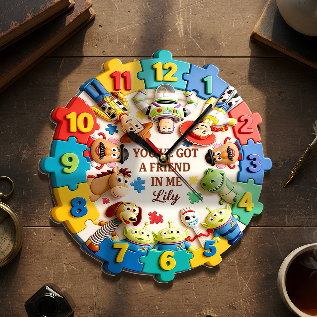 Personalized Autism Awareness Acrylic Wall Clock Unique Gift Acrylic Wall Clock GradoCreations
