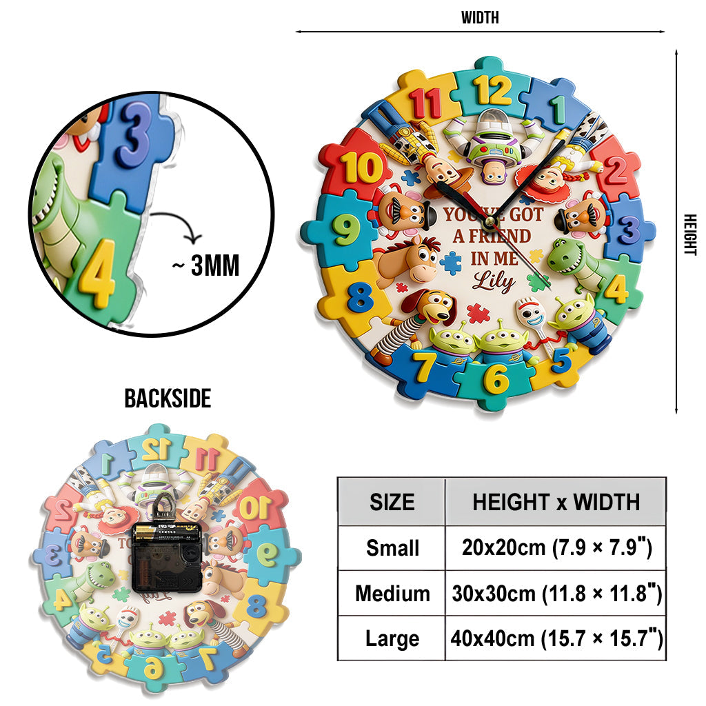 Personalized Autism Awareness Acrylic Wall Clock Unique Gift Acrylic Wall Clock GradoCreations