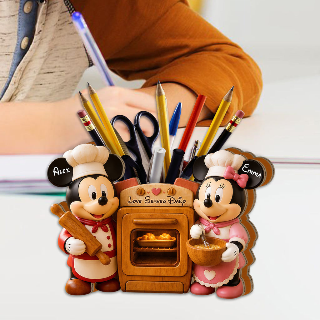 Personalized Cartoon Mouse Wooden Desk Organizer for Kids Wooden Pen Holder GradoCreations
