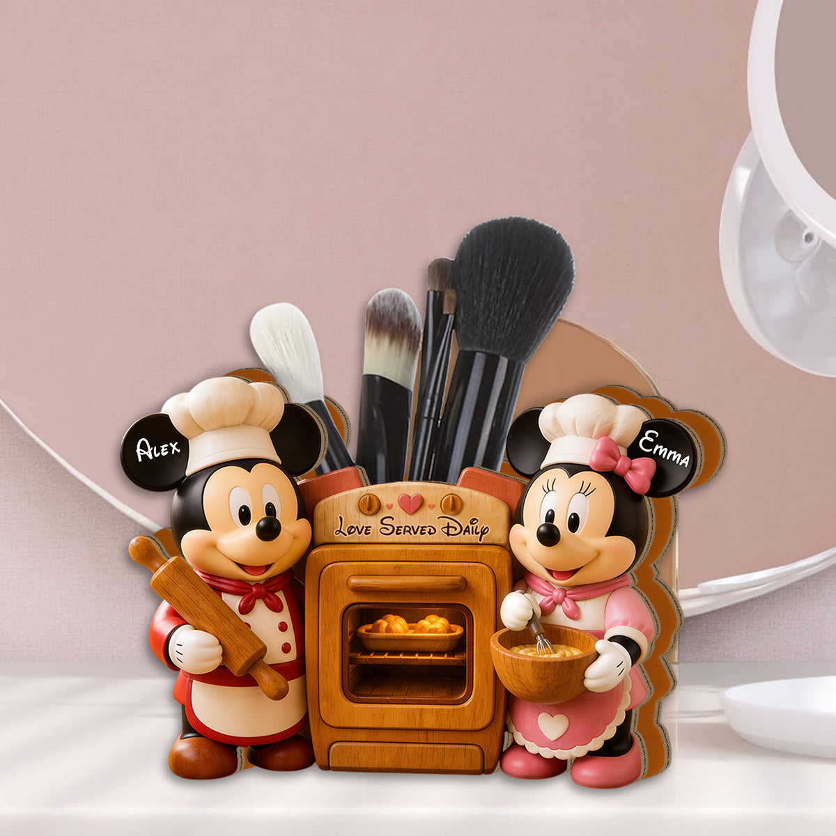 Personalized Cartoon Mouse Wooden Desk Organizer for Kids Wooden Pen Holder GradoCreations